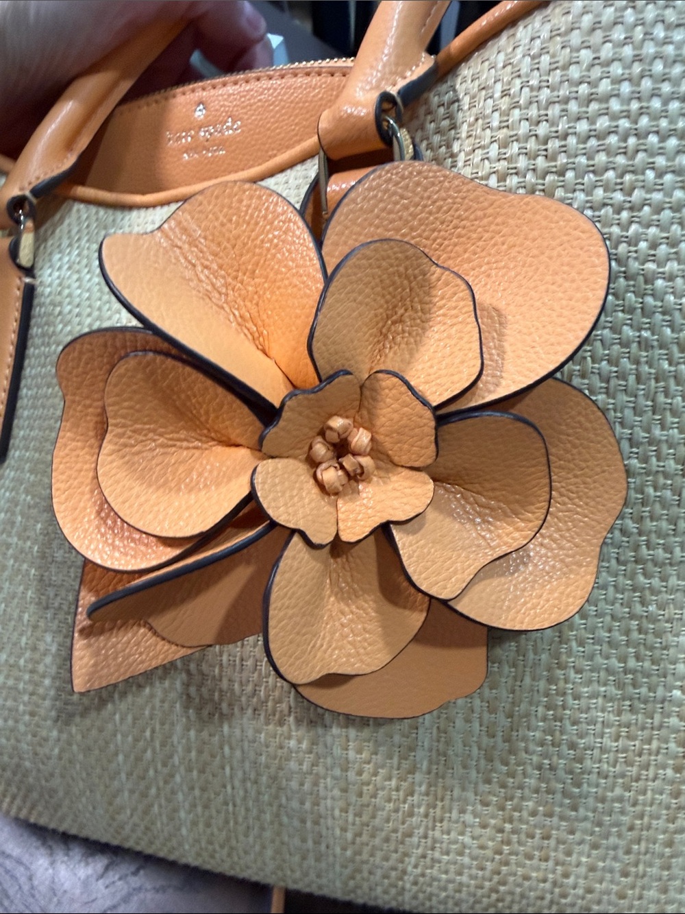 Thompson Street Kate Spade satchel (Large) Straw with leather cream orange trim. - Picture 6 of 6